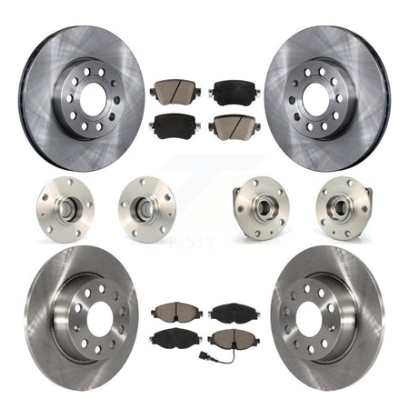 Front Rear Hub Bearing Disc Brake Rotor And Pad Kit (10Pc) For Volkswagen Golf SportWagen KBB-119171