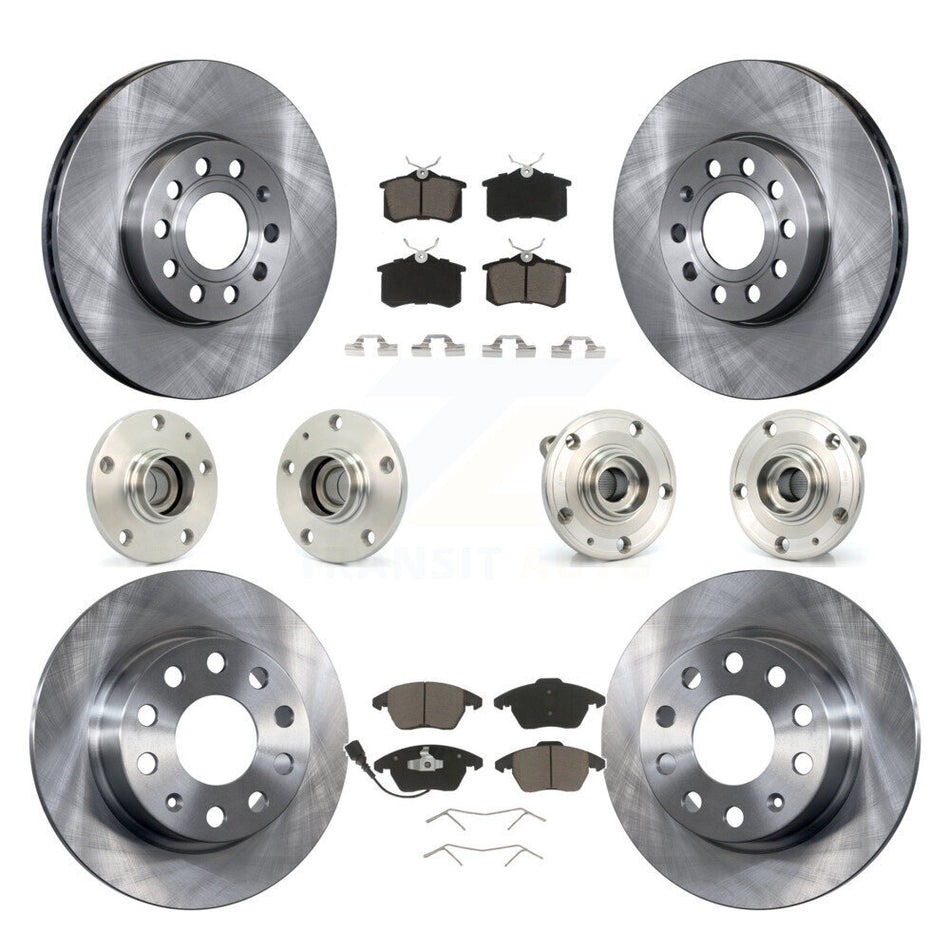 Front Rear Hub Bearings Assembly Disc Brake Rotors And Ceramic Pads Kit (10Pc) For Volkswagen Jetta Beetle KBB-119176