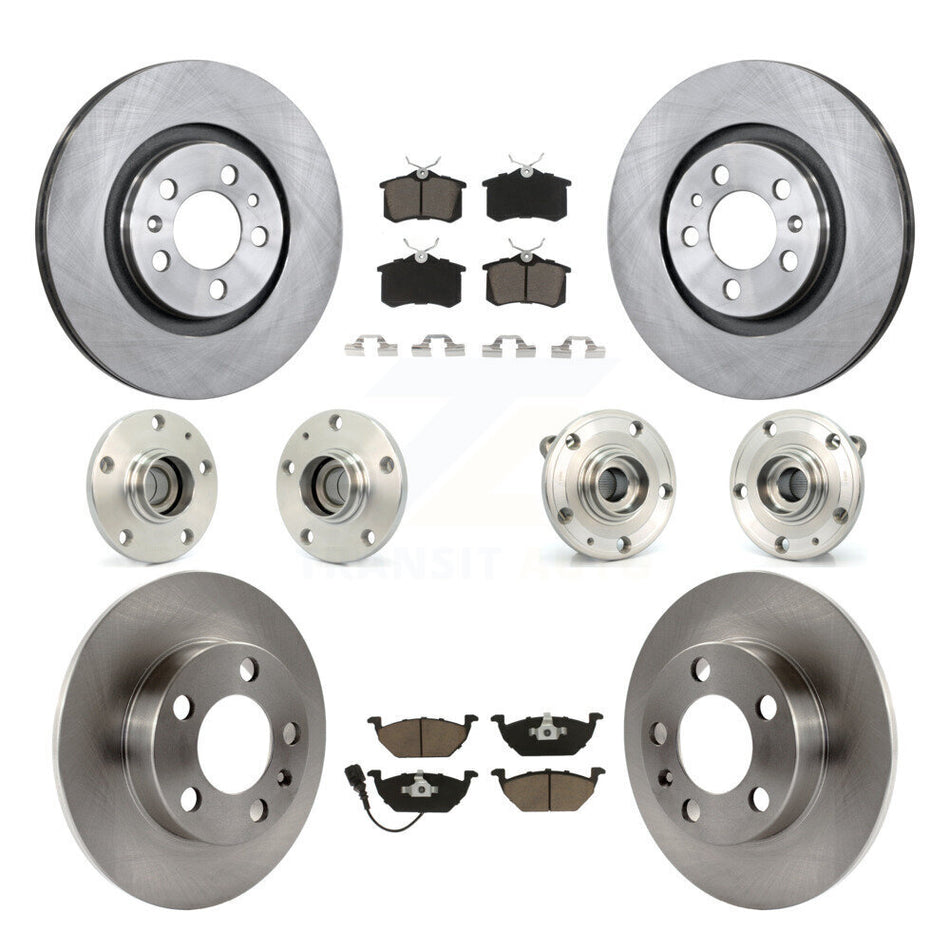 Front Rear Hub Bearings Assembly Disc Brake Rotors And Ceramic Pads Kit (10Pc) For 2006 Volkswagen Jetta 7th 8th Digit Of VIN Is "9M" Or "1J" With 280mm Diameter Rotor KBB-119179