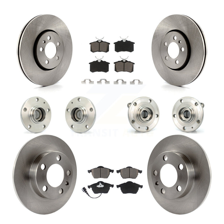 Front Rear Hub Bearings Assembly Disc Brake Rotors And Ceramic Pads Kit (10Pc) For 2006 Volkswagen Jetta 7th 8th Digit Of VIN Is "9M" Or "1J" With 288mm Diameter Rotor KBB-119180