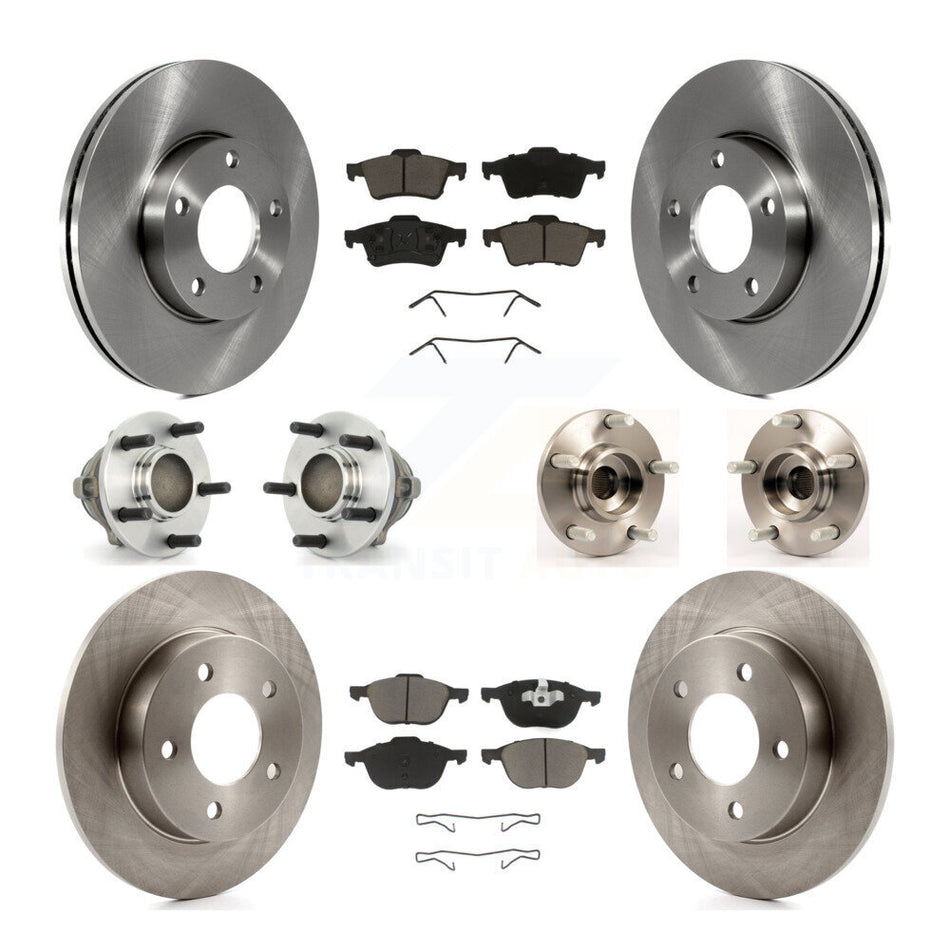 Front Rear Hub Bearings Assembly Disc Brake Rotors And Ceramic Pads Kit (10Pc) For Mazda 3 2.0L with 4-Wheel ABS KBB-119188