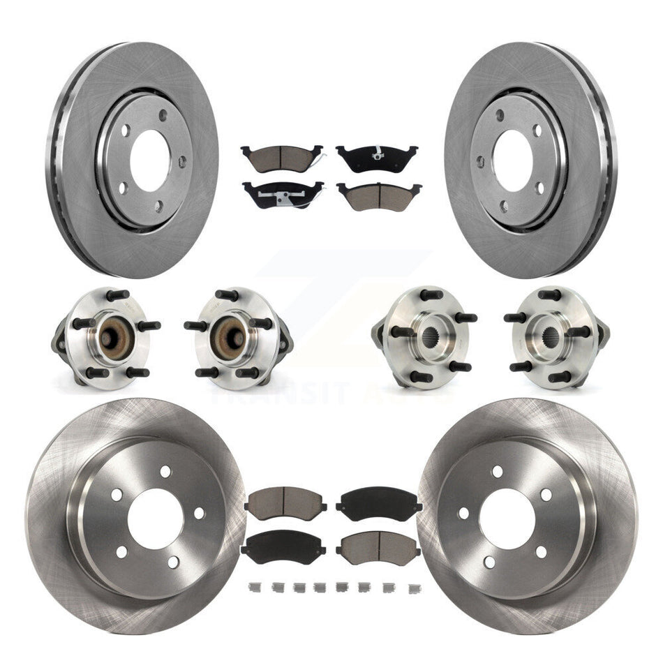 Front Rear Hub Bearings Assembly Disc Brake Rotors And Ceramic Pads Kit (10Pc) For Dodge Chrysler Town & Country Grand Caravan Voyager KBB-119196