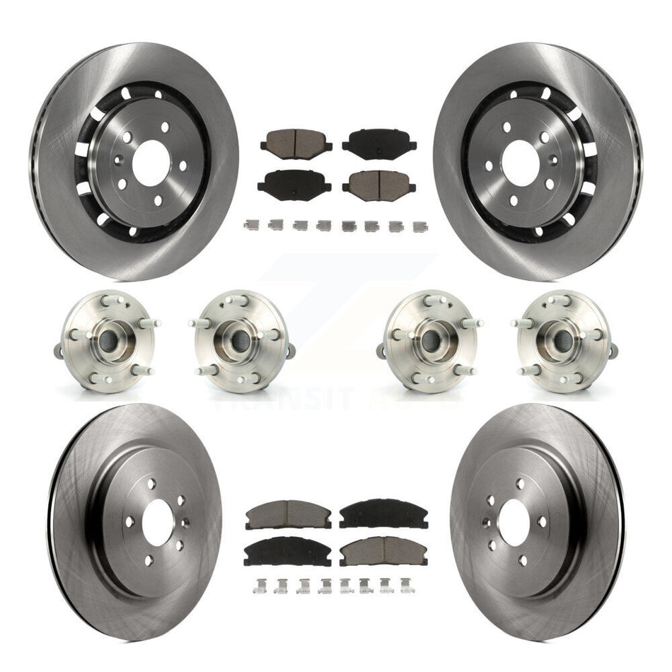 Front Rear Hub Bearings Assembly Disc Brake Rotors And Ceramic Pads Kit (10Pc) For Ford Explorer Police Interceptor Utility KBB-119202