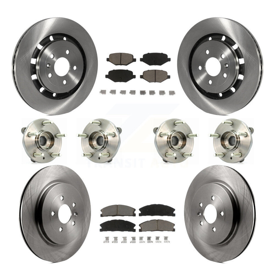 Front Rear Hub Bearings Assembly Disc Brake Rotors And Ceramic Pads Kit (10Pc) For Lincoln MKS Ford Flex Taurus MKT KBB-119204
