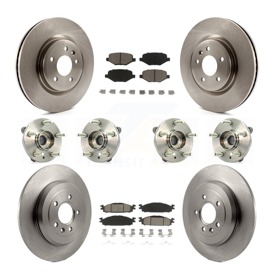 Front Rear Hub Bearings Assembly Disc Brake Rotors And Ceramic Pads Kit (10Pc) For Ford Taurus Flex Lincoln MKT MKS KBB-119205