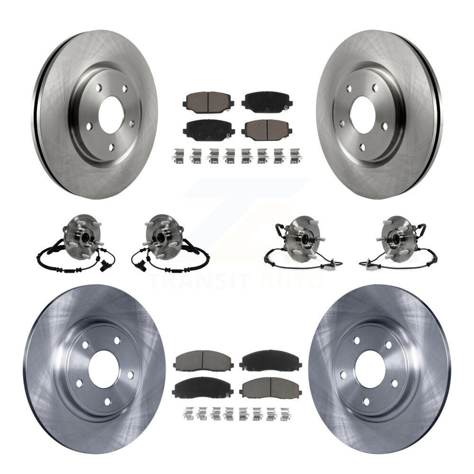 Front Rear Hub Bearings Assembly Disc Brake Rotors And Ceramic Pads Kit (10Pc) For Dodge Grand Caravan Chrysler Town & Country Ram C/V Volkswagen Routan KBB-119210