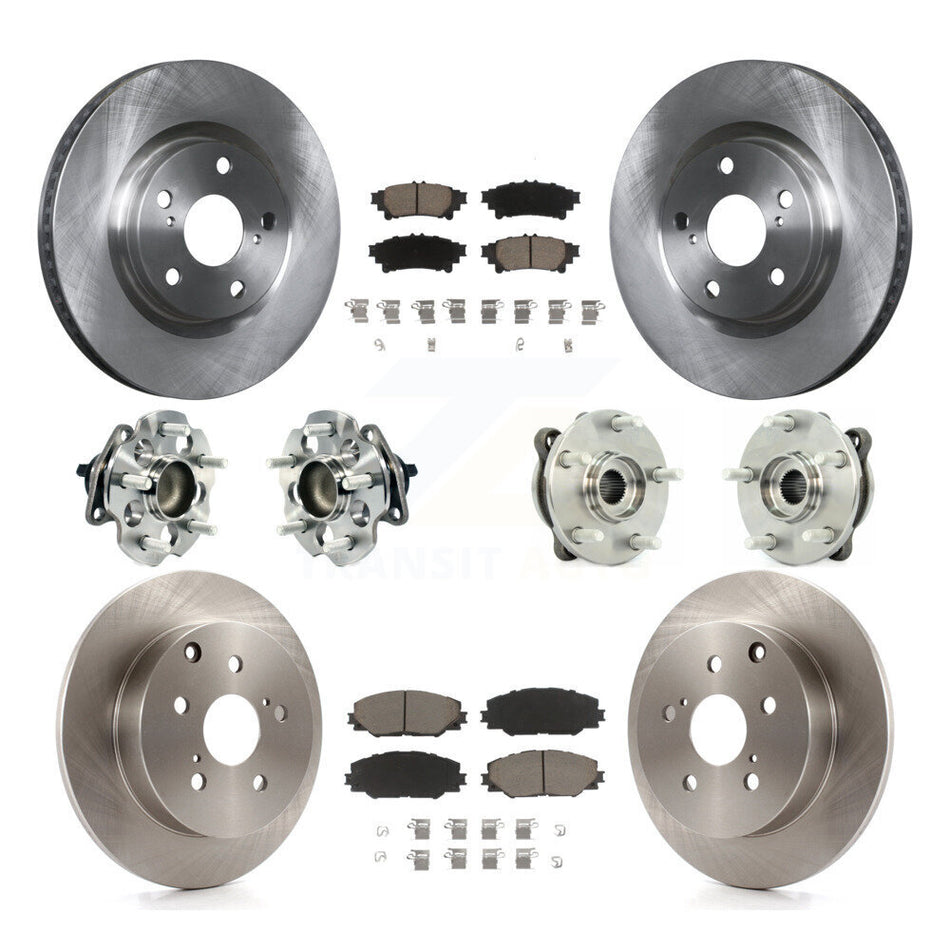 Front Rear Hub Bearings Assembly Disc Brake Rotors And Ceramic Pads Kit (10Pc) For 2016-2019 Toyota Mirai KBB-119216