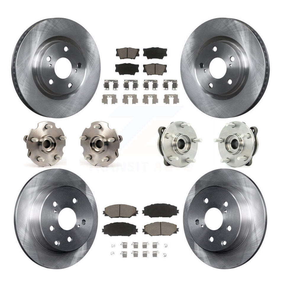 Front Rear Hub Bearings Assembly Disc Brake Rotors And Ceramic Pads Kit (10Pc) For Toyota RAV4 KBB-119217