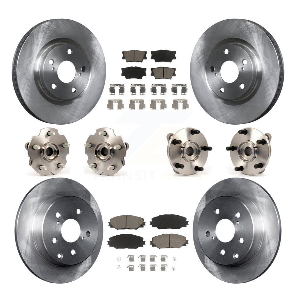 Front Rear Hub Bearings Assembly Disc Brake Rotors And Ceramic Pads Kit (10Pc) For Toyota RAV4 With 3rd Row Seating KBB-119221
