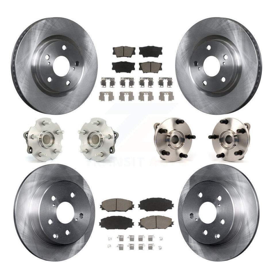 Front Rear Hub Bearings Assembly Disc Brake Rotors And Ceramic Pads Kit (10Pc) For Toyota RAV4 With 3rd Row Seating KBB-119222