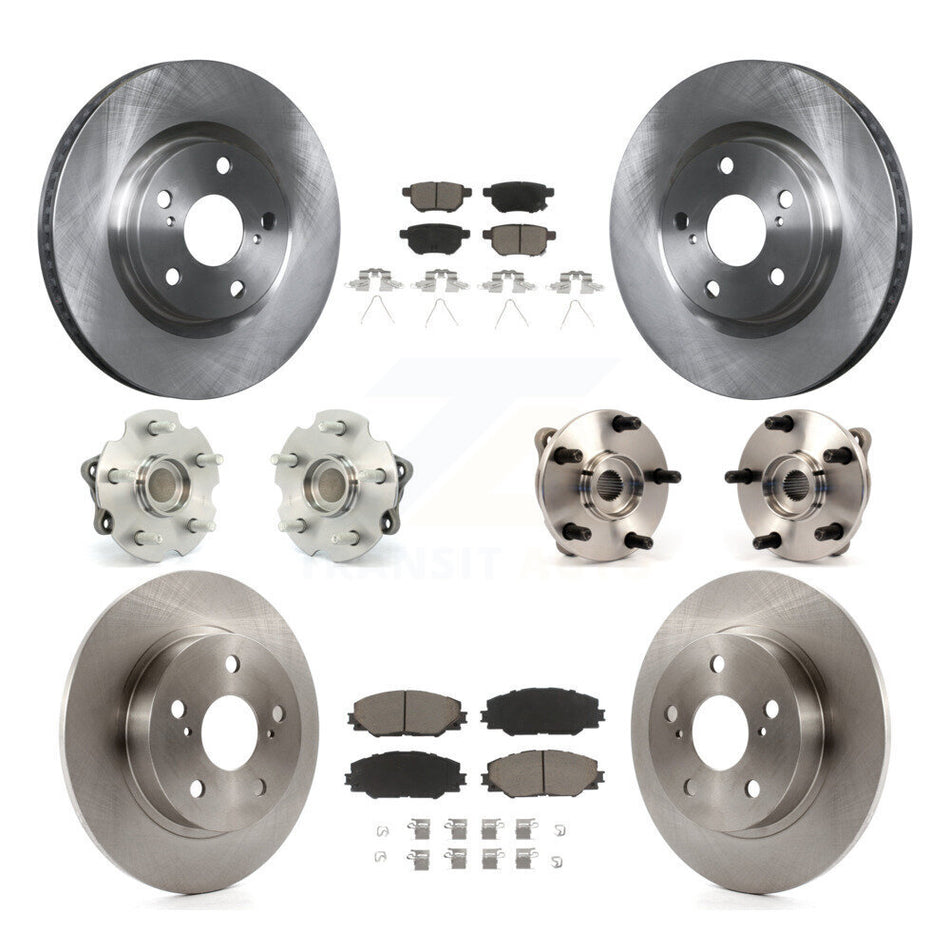 Front Rear Hub Bearings Assembly Disc Brake Rotors And Ceramic Pads Kit (10Pc) For 2011-2016 Scion tC Automatic transmission KBB-119225