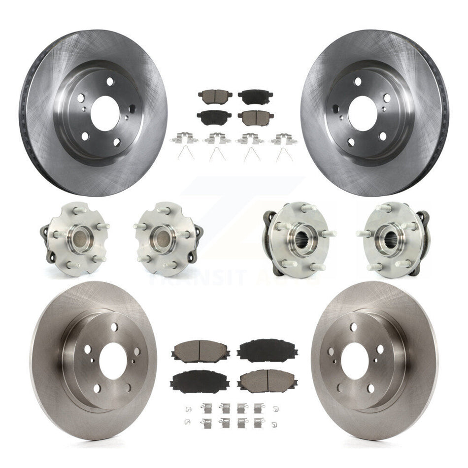 Front Rear Hub Bearings Assembly Disc Brake Rotors And Ceramic Pads Kit (10Pc) For 2011-2016 Scion tC Manual transmission KBB-119226