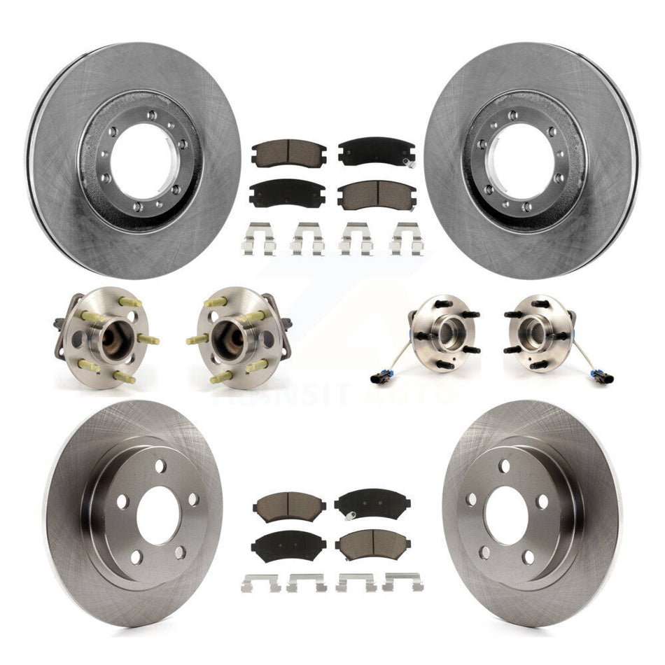 Front Rear Hub Bearings Assembly Disc Brake Rotors And Ceramic Pads Kit (10Pc) For 2000-2005 Buick LeSabre Pontiac Bonneville KBB-119231