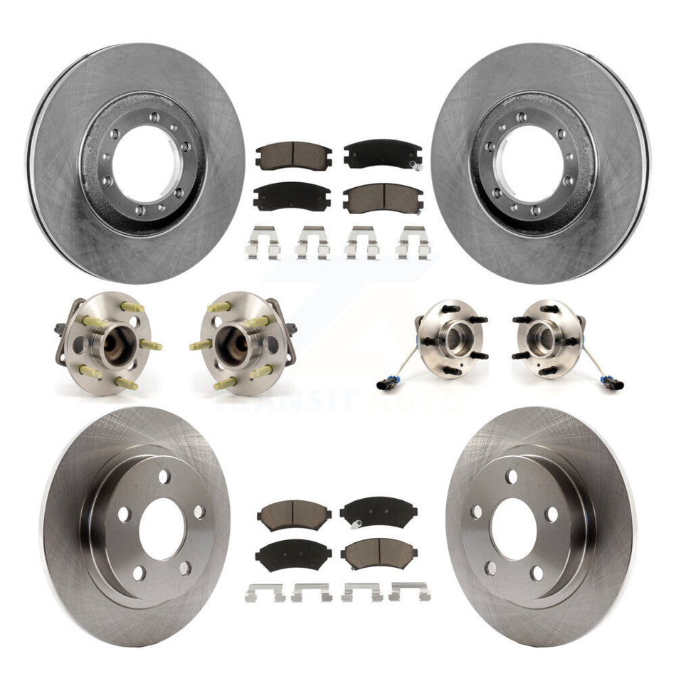 Front Rear Hub Bearings Assembly Disc Brake Rotors And Ceramic Pads Kit (10Pc) For 2000-2005 Buick LeSabre Pontiac Bonneville KBB-119231