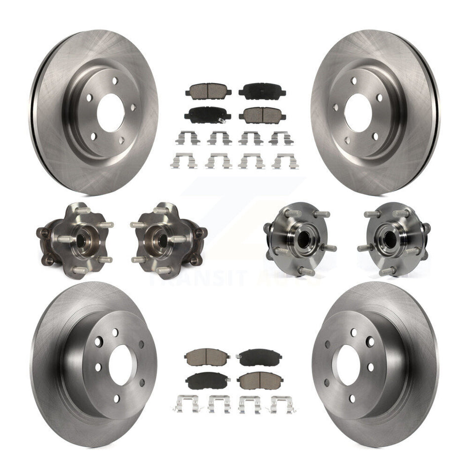 Front Rear Hub Bearings Assembly Disc Brake Rotors And Ceramic Pads Kit (10Pc) For Nissan Juke KBB-119236