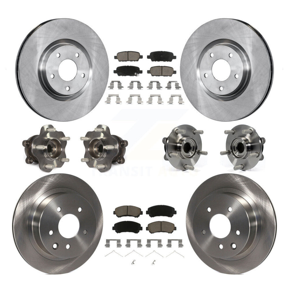 Front Rear Hub Bearings Assembly Disc Brake Rotors And Ceramic Pads Kit (10Pc) For Nissan Juke KBB-119237