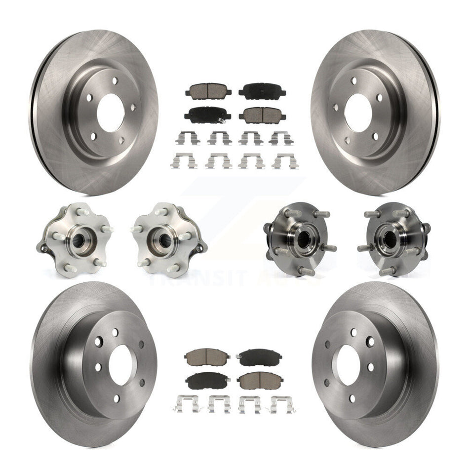 Front Rear Hub Bearings Assembly Disc Brake Rotors And Ceramic Pads Kit (10Pc) For Nissan Juke KBB-119238