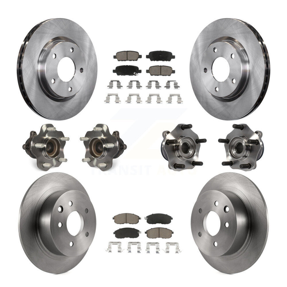 Front Rear Hub Bearings Assembly Disc Brake Rotors And Ceramic Pads Kit (10Pc) For Nissan Sentra KBB-119241