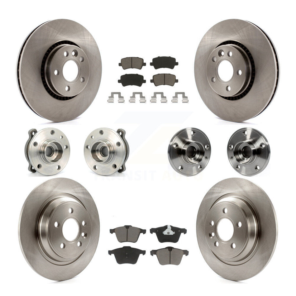 Front Rear Hub Bearings Assembly Disc Brake Rotors And Ceramic Pads Kit (10Pc) For Volvo S60 V60 Cross Country KBB-119242