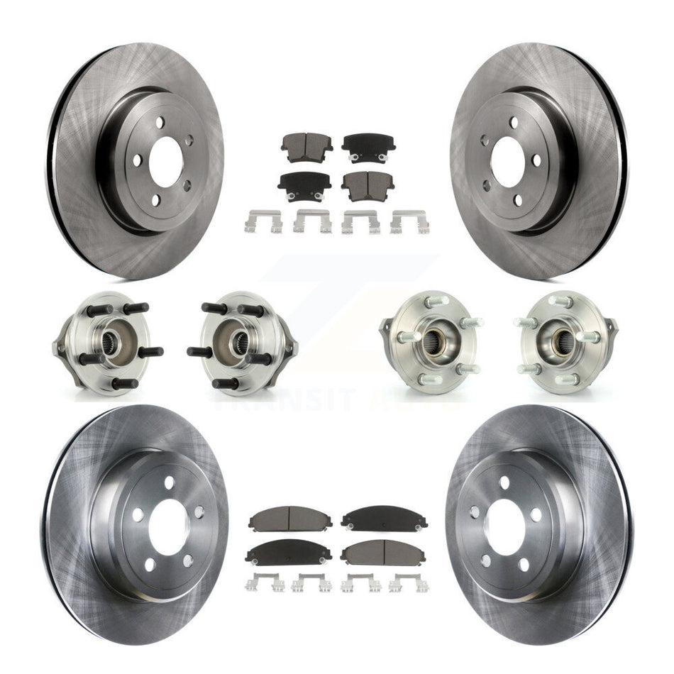 Front Rear Hub Bearings Assembly Disc Brake Rotors And Ceramic Pads Kit (10Pc) For Chrysler 300 Dodge Charger Magnum KBB-119254