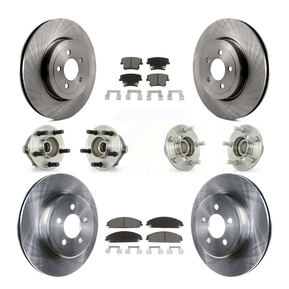 Front Rear Hub Bearings Assembly Disc Brake Rotors And Ceramic Pads Kit (10Pc) For Chrysler 300 Dodge Charger Magnum KBB-119255