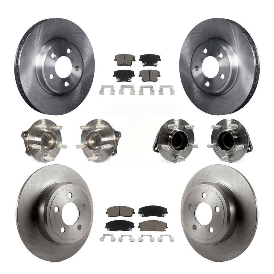 Front Rear Hub Bearings Assembly Disc Brake Rotors And Ceramic Pads Kit (10Pc) For Dodge Charger Chrysler 300 Challenger KBB-119258