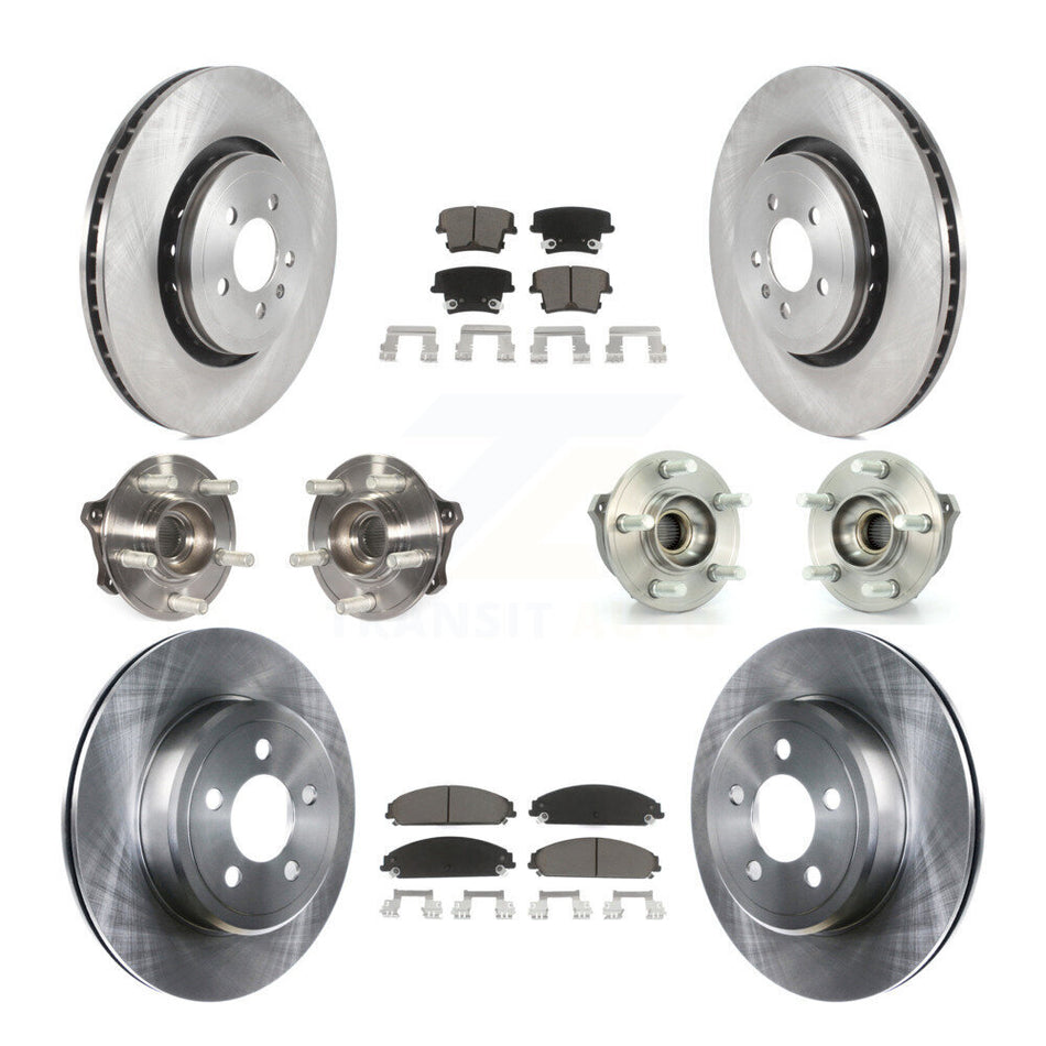 Front Rear Hub Bearings Assembly Disc Brake Rotors And Ceramic Pads Kit (10Pc) For 2015-2018 Dodge Charger AWD with 3.6L With 355mm Diameter Rotor KBB-119260
