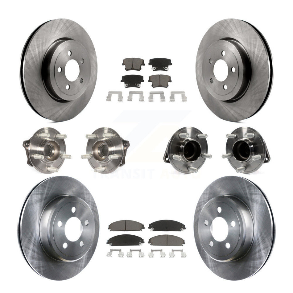 Front Rear Hub Bearings Assembly Disc Brake Rotors And Ceramic Pads Kit (10Pc) For Dodge Challenger Chrysler 300 Charger KBB-119262