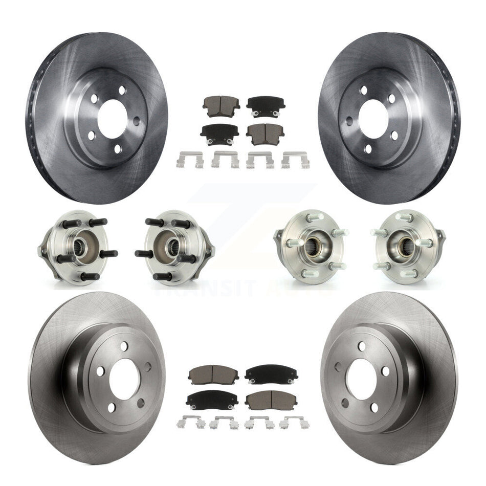 Front Rear Hub Bearings Assembly Disc Brake Rotors And Ceramic Pads Kit (10Pc) For Dodge Charger Magnum AWD with 2.7L KBB-119263
