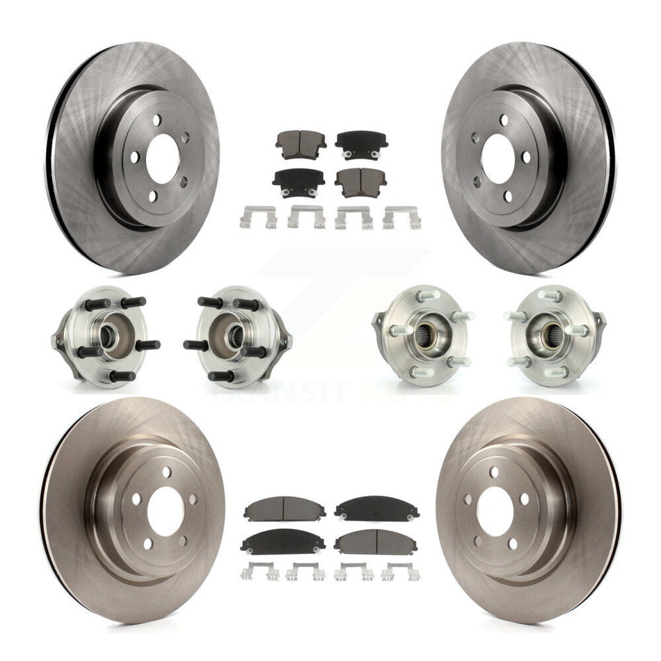 Front Rear Hub Bearings Assembly Disc Brake Rotors And Ceramic Pads Kit (10Pc) For 2007-2008 Dodge Charger AWD with 5.7L With Police Package KBB-119265