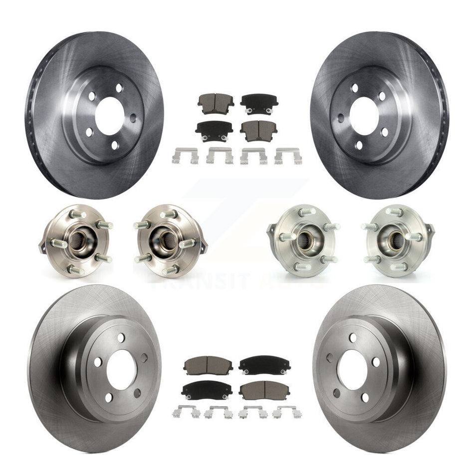 Front Rear Hub Bearings Assembly Disc Brake Rotors And Ceramic Pads Kit (10Pc) For Dodge Charger Chrysler 300 AWD with 2.7L KBB-119266