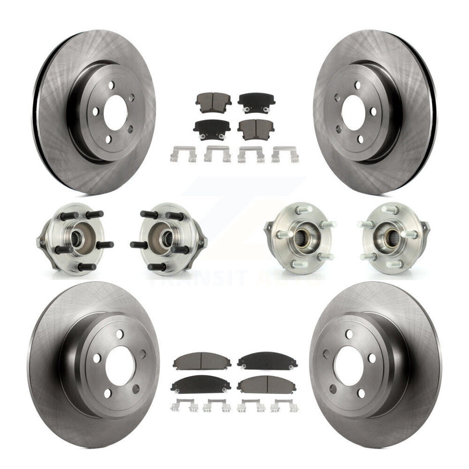 Front Rear Hub Bearings Assembly Disc Brake Rotors And Ceramic Pads Kit (10Pc) For 2005-2006 Chrysler 300 AWD with 3.5L KBB-119267