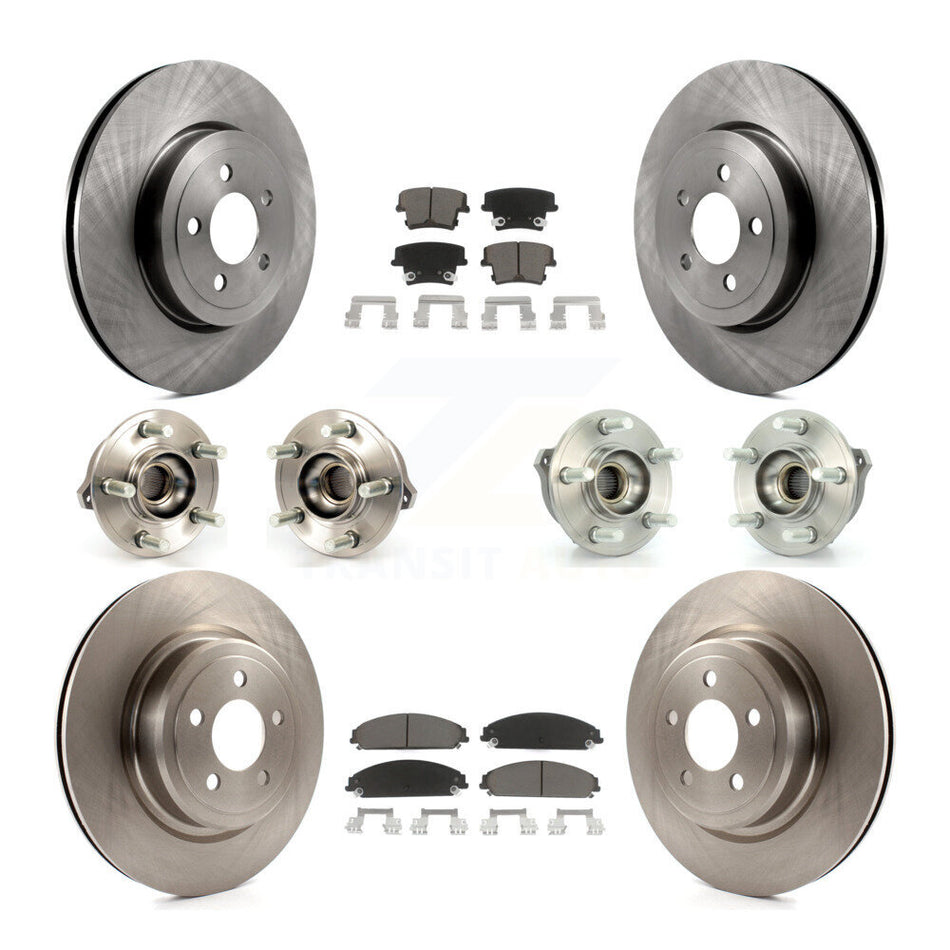 Front Rear Hub Bearings Assembly Disc Brake Rotors And Ceramic Pads Kit (10Pc) For Dodge Charger AWD with 5.7L With Police Package KBB-119270