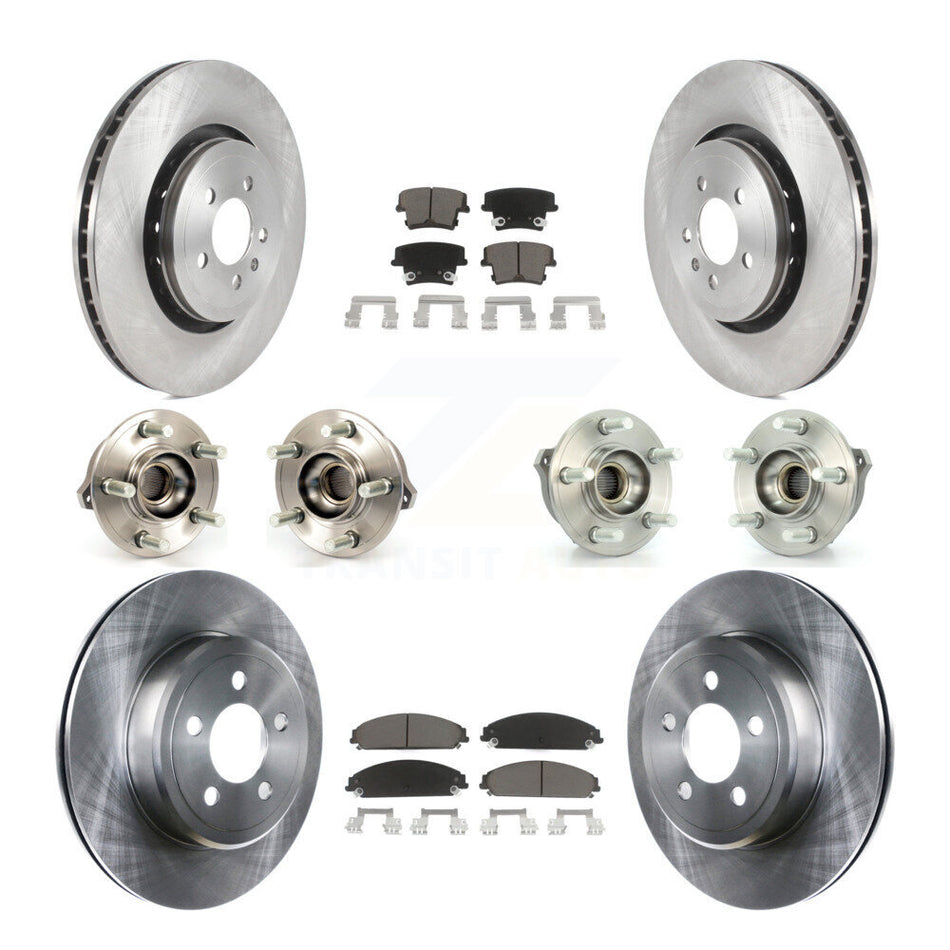 Front Rear Hub Bearings Assembly Disc Brake Rotors And Ceramic Pads Kit (10Pc) For 2014 Dodge Charger AWD with 3.6L With 355mm Diameter Rotor KBB-119273