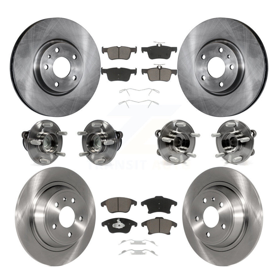 Front Rear Hub Bearings Assembly Disc Brake Rotors And Ceramic Pads Kit (10Pc) For Ford Fusion Lincoln MKZ KBB-119274