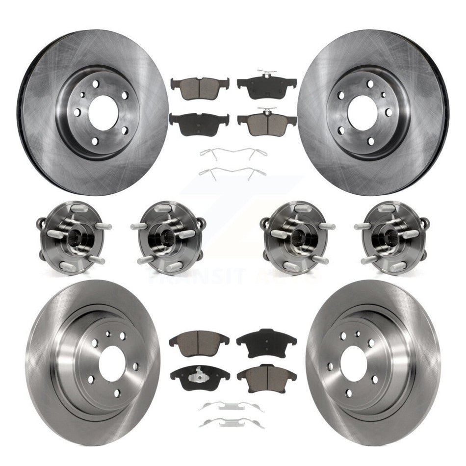 Front Rear Hub Bearings Assembly Disc Brake Rotors And Ceramic Pads Kit (10Pc) For Ford Fusion KBB-119275