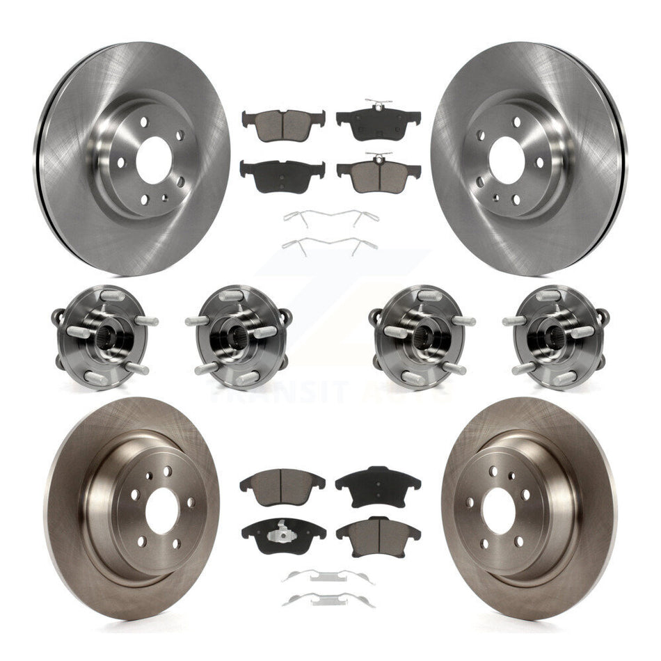 Front Rear Hub Bearings Assembly Disc Brake Rotors And Ceramic Pads Kit (10Pc) For Ford Fusion Lincoln MKZ KBB-119278