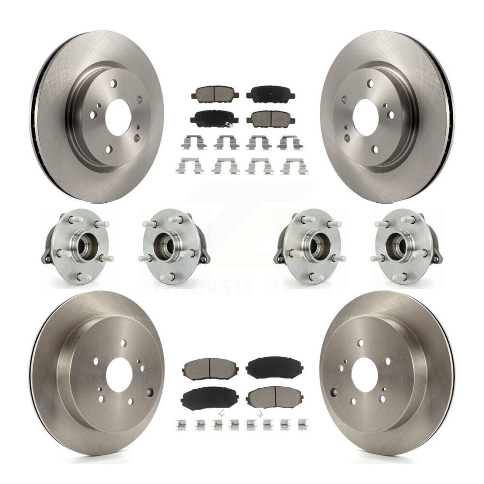 Front Rear Hub Bearings Assembly Disc Brake Rotors And Ceramic Pads Kit (10Pc) For 2009-2013 Suzuki Grand Vitara KBB-119279