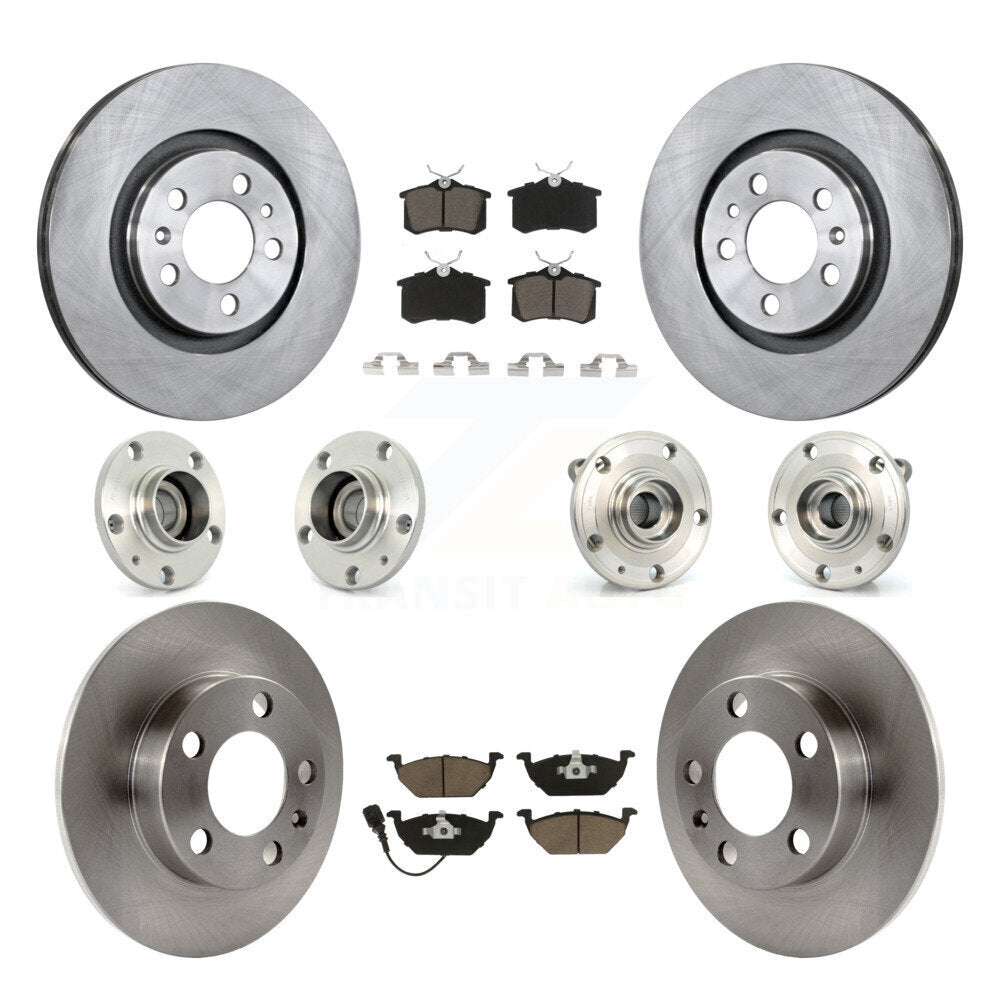 Front Rear Hub Bearing Brake Rotor And Pad Kit (10Pc) For 2007-2009 Volkswagen Jetta City KBB-119283