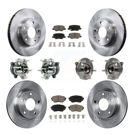 Front Rear Hub Bearings Disc Brake Rotors And Ceramic Pads Kit (10Pc) For Mazda 3 Sport KBB-119289