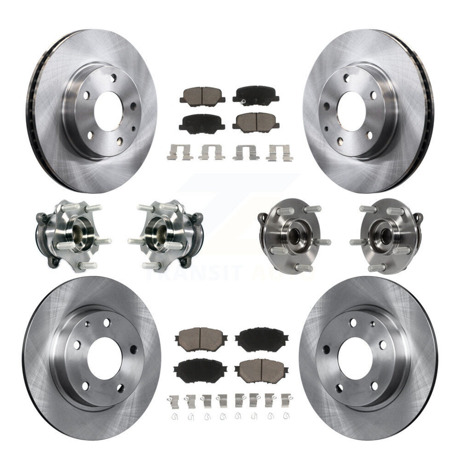 Front Rear Hub Bearings Disc Brake Rotors And Ceramic Pads Kit (10Pc) For Mazda 3 Sport KBB-119289