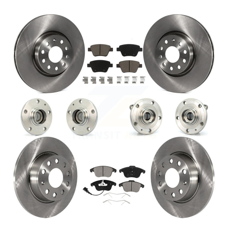 Front Rear Hub Bearings Assembly Disc Brake Rotors And Ceramic Pads Kit (10Pc) For Volkswagen Passat KBB-119294