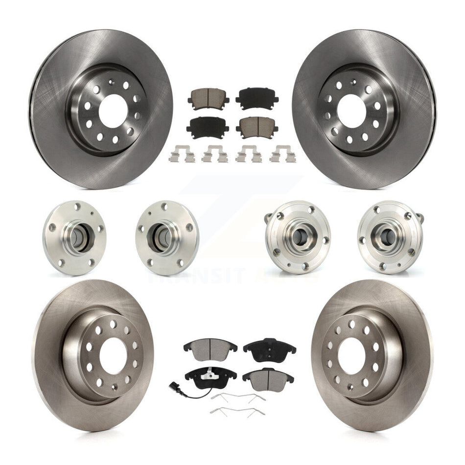 Front Rear Hub Bearings Assembly Disc Brake Rotors And Ceramic Pads Kit (10Pc) For Volkswagen Tiguan Audi Q3 KBB-119298