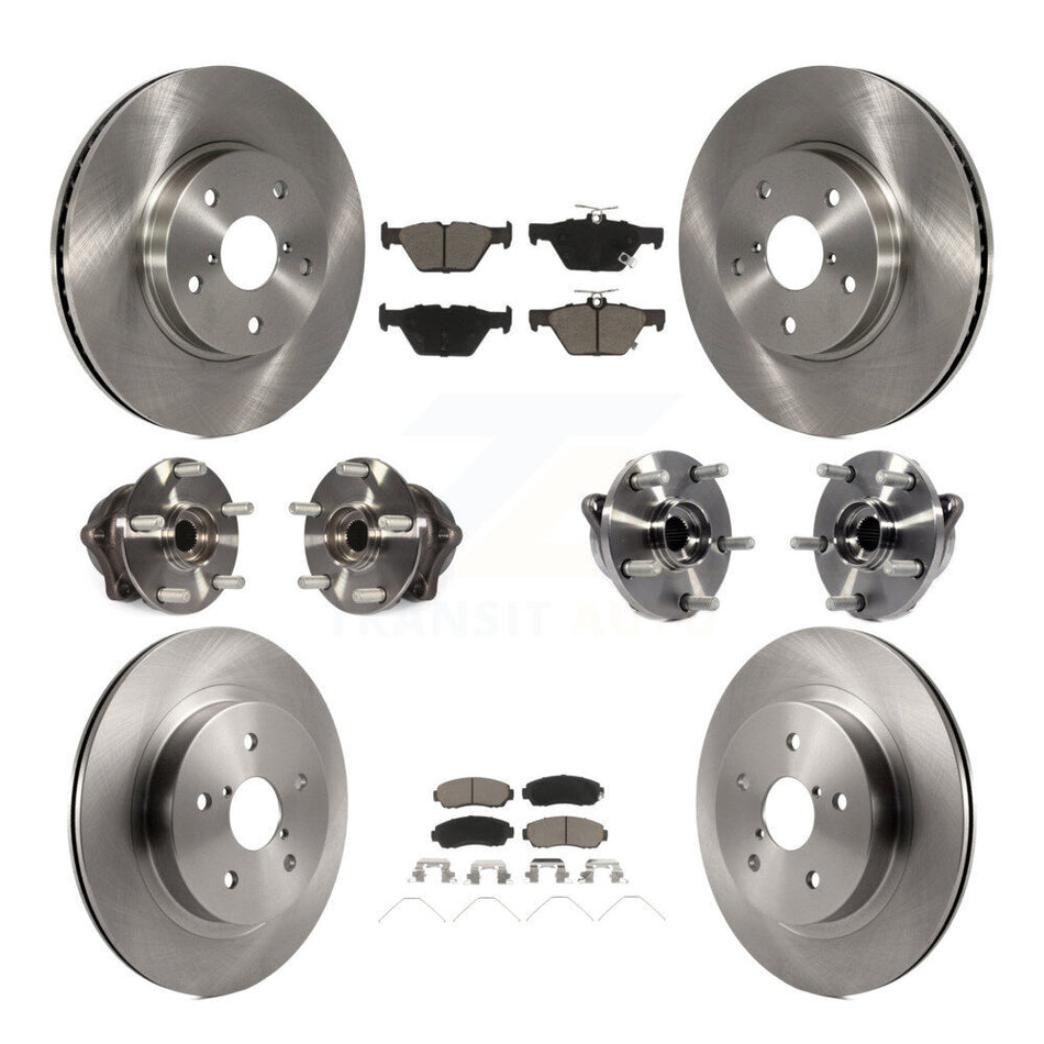 Front Rear Hub Bearings Assembly Disc Brake Rotors And Ceramic Pads Kit (10Pc) For 2016-2019 Subaru Legacy 2.5L KBB-119323