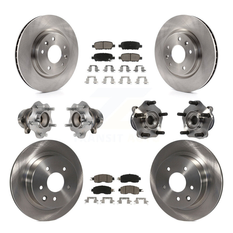 Front Rear Hub Bearings Assembly Disc Brake Rotors And Ceramic Pads Kit (10Pc) For Nissan LEAF KBB-119326
