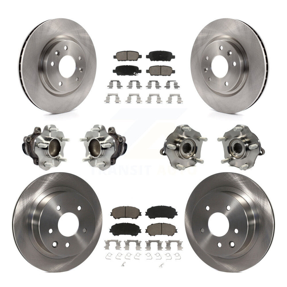 Front Rear Hub Bearings Assembly Disc Brake Rotors And Ceramic Pads Kit (10Pc) For Nissan Rogue Sport Qashqai KBB-119329