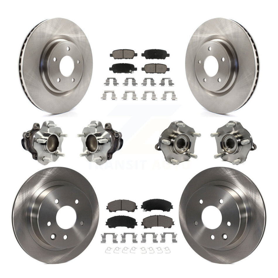 Front Rear Hub Bearings Assembly Disc Brake Rotors And Ceramic Pads Kit (10Pc) For Nissan Rogue KBB-119331