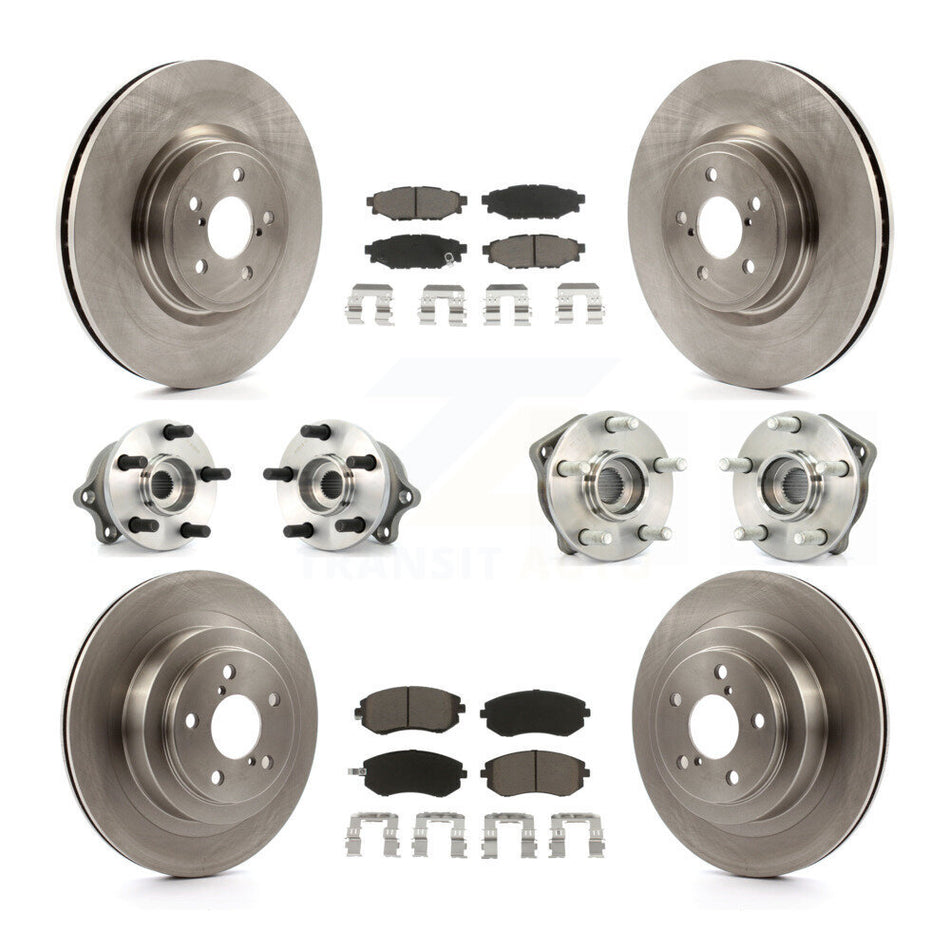 Front Rear Hub Bearings Assembly Disc Brake Rotors And Ceramic Pads Kit (10Pc) For Subaru Legacy KBB-119337