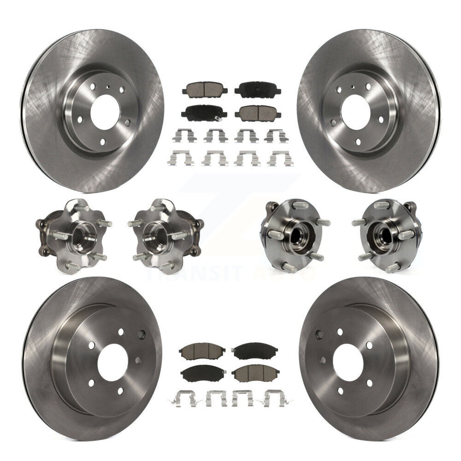 Front Rear Hub Bearings Assembly Disc Brake Rotors And Ceramic Pads Kit (10Pc) For INFINITI QX70 M37 Q70 Q70L M56 M35h KBB-119350
