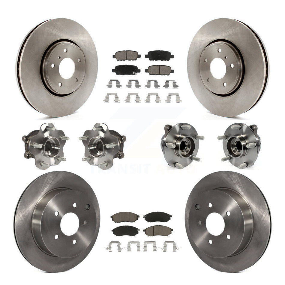 Front Rear Hub Bearings Assembly Disc Brake Rotors And Ceramic Pads Kit (10Pc) For INFINITI FX35 QX70 KBB-119352